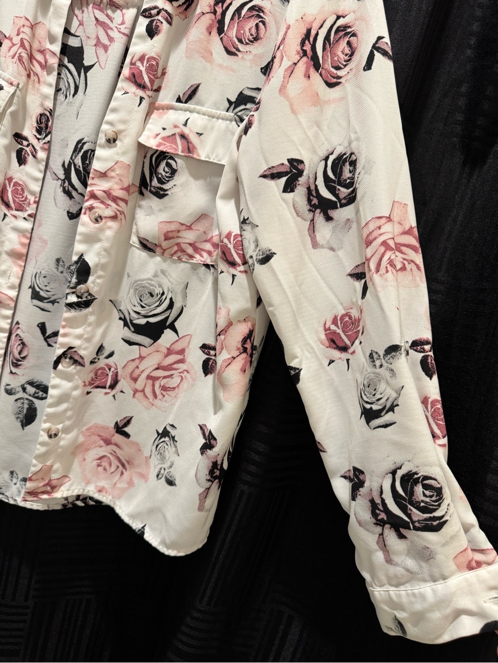 Floral Button-Up Shirt - Pink Rose Print
